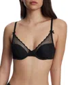 Skarlett Blue Siren Lightly Lined Dotted Lace Bra In Black