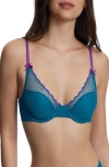 Skarlett Blue Siren Lightly Lined Dotted Lace Bra In Celestial/vivid Purple