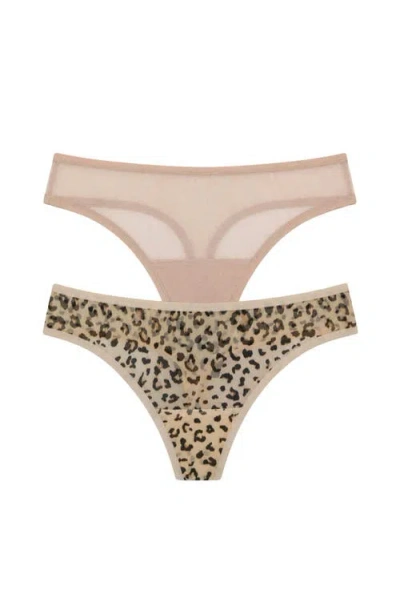Skarlett Blue Spellbound Mesh Thong 2-pack In Animal Print