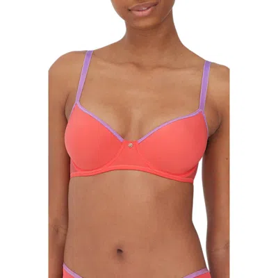 Skarlett Blue Spellbound Spacer Underwire Convertible Bra In Coral/ Lilc