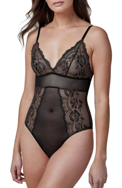 Skarlett Blue Unveil Lace Teddy In Black/gleam