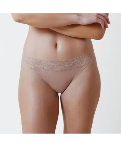 Skarlett Blue Women's Petal One Size Cotton Thong In Cashmere In Neutral