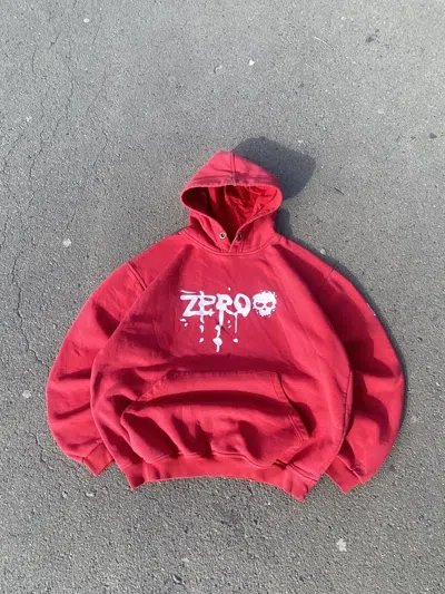 Pre-owned Skategang X Vintage Zero Skateboarding Distressed Boxy Fit Hoodie 90's In Red