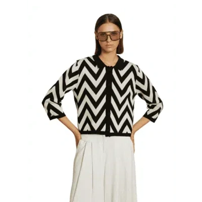 Skatie Bicolour Zigzag Jacket In Black