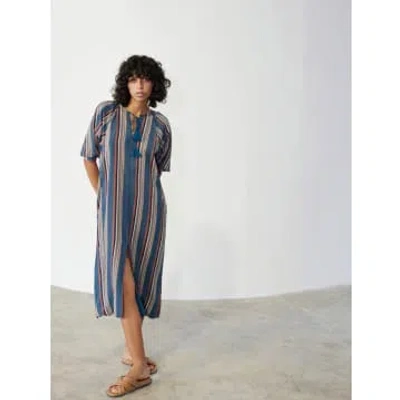Skatie Brand Stripy Printed Midi Dress In Brunswick In Multi