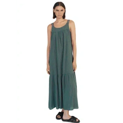 Skatie Long Dress With Contrast Straps In Brunswick In Green