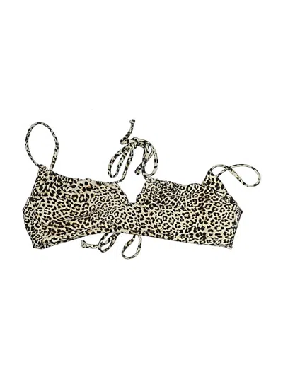 Pre-owned Skatie Swimsuit Top Gold Animal Print Pattern Swimwear