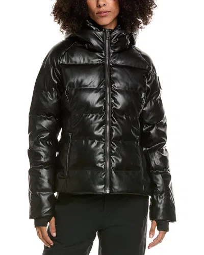 Skea Meg Vegan Leather Down Parka In Black