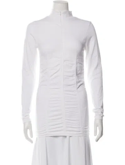 Pre-owned Skea Mock Neck Long Sleeve Top In White