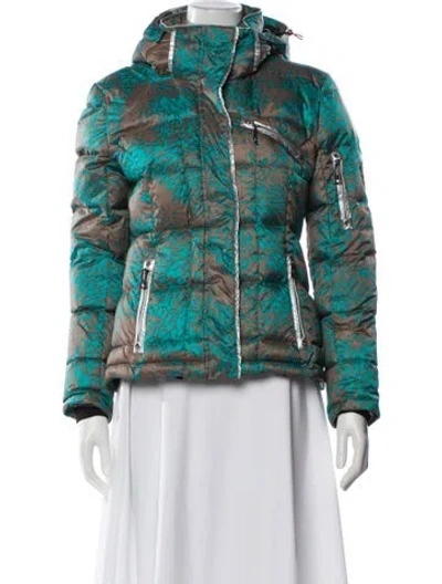 Pre-owned Skea Nylon Printed Down Jacket In Green