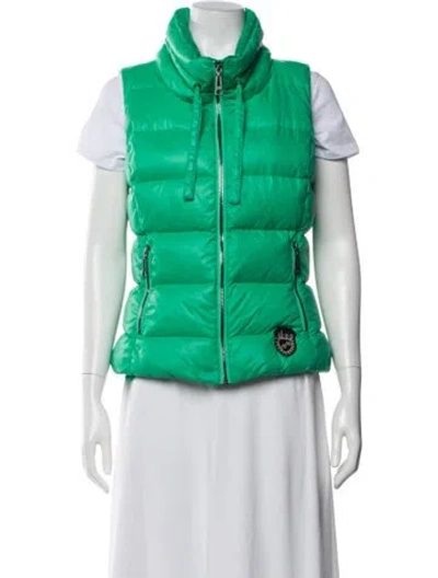 Pre-owned Skea Nylon Striped Down Jacket In Green