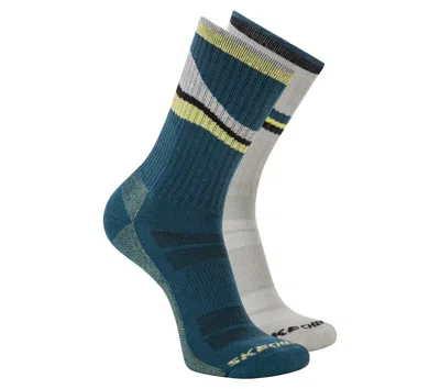 Skechers 2 Pack Men's Crew Trail Socks In Blue