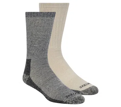 Skechers 2 Pack Men's Crew Wool Socks In Blue