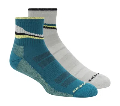 Skechers 2 Pack Men's Quarter Trail Socks In Blue