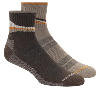 Skechers 2 Pack Men's Quarter Trail Socks In Brown