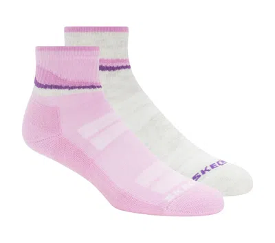 Skechers 2 Pack Women's Trail Quarter Socks In Pink