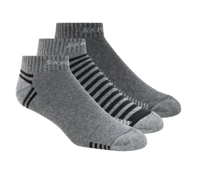 Skechers 3 Pack Low Cut Terry Trainer Work Socks In Gray