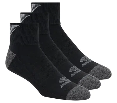 Skechers 3 Pack Men's Half Terry Quarter Crew Socks In Black