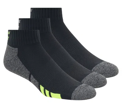 Skechers 3 Pack Men's Half Terry Quarter Crew Socks In Black