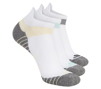 Skechers 3 Pack Men's Lowcut Stripe Tab Socks In White