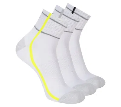Skechers 3 Pack Men's Performance Quarter Crew Stripe Socks In White