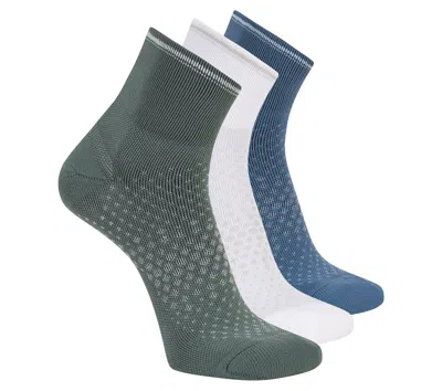 Skechers 3 Pack Men's Performance Running Quarter Socks In Green