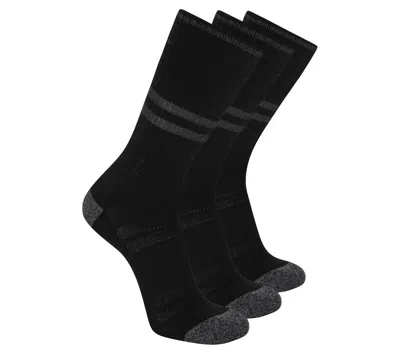 Skechers 3 Pack Men's Reflective Performance Crew Socks In Black