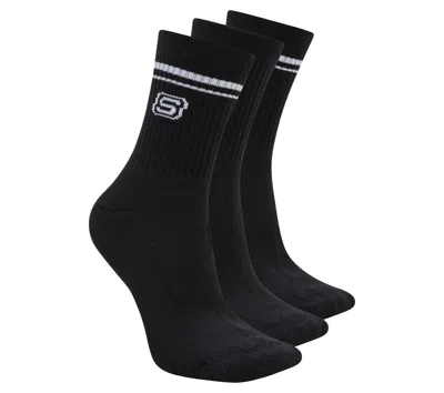 Skechers 3 Pack Women's Low Crew Varsity Socks In Black