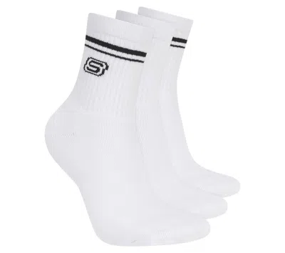 Skechers 3 Pack Women's Low Crew Varsity Socks In White