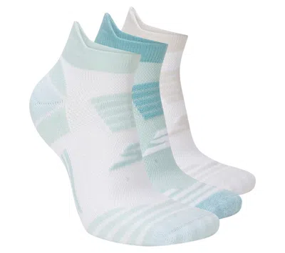 Skechers 3 Pack Women's Performance Stripe Low Cut Running Heel Tab Socks In Blue