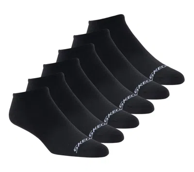 Skechers 6 Pack Men's Cotton No Show Socks In Black