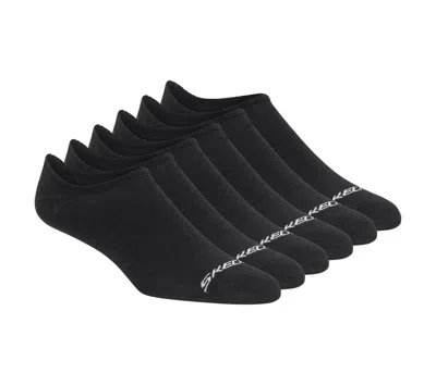 Skechers 6 Pack Men's Sneaker Liner Socks In Black
