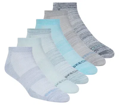 Skechers 6 Pack Women's Low Cut Sport Stripe Socks In Blue