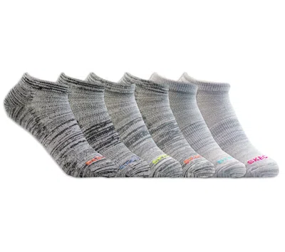 Skechers 6 Pack Women's Low Cut Sport Stripe Socks In Gray
