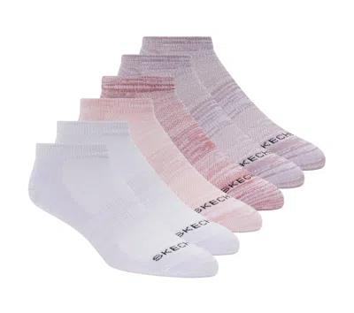 Skechers 6 Pack Women's Low Cut Sport Stripe Socks In Pink