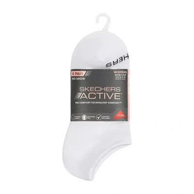 Skechers Active Womens Multi-pack 6 Pair No Show Socks In White