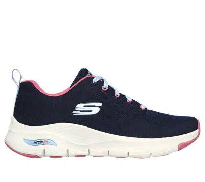 Skechers Arch Fit Comfy Wave 149414-nvhp Women's 5 Navy Lifestyle Shoes Eee3763 (blue,5) In Multi