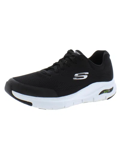 Skechers Arch Fit Mens Extra Wide Fit Mesh Athletic Shoes In Black