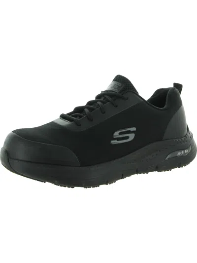 Skechers Arch Fit Sr- Ringstap Mens Steel Toe Slip Resistant Work And Safety Shoes In Black