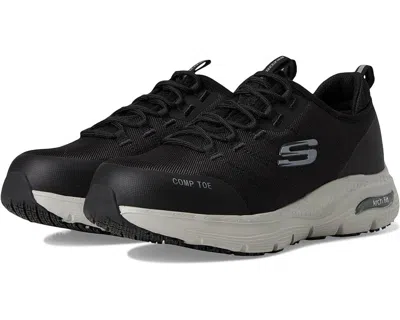 Skechers Arch Fit Sr-ebinal 108075-bkgy Women 6 Black Comp Toe Work Shoe Zpo3654