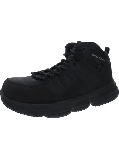 Skechers Arjon Mens Leather Work & Safety Boots In Black