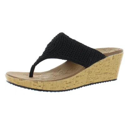 Skechers Beverlee-fancy Work Womens Flip Flop Slides Wedge Sandals In Black