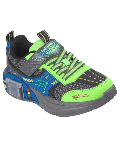 Skechers Kids' Big Boys' Garage Slip-on Low Top Athletic Sneakers From Finish Line In Lime