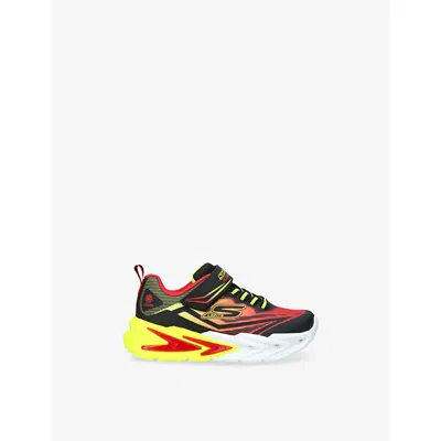 SKECHERS FLEX GLOW ULTRA WOVEN LOW-TOP TRAINERS BLK/RED EUR 32 / 13 UK