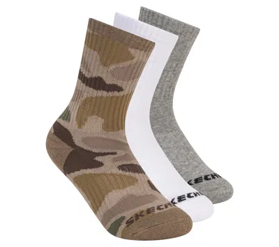 Skechers Boy's 3 Pack Boys' Crew Camo Socks In Purple