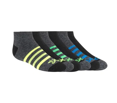 Skechers Boy's 6 Pack Low Cut Marled Stripe Socks In Gray