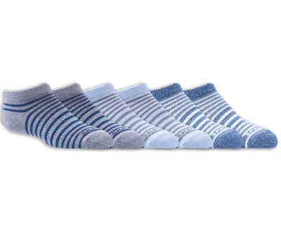 Skechers Boy's 6 Pack Striped No Show Socks In Blue