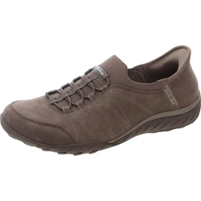 Skechers Breathe Easy Home Body Womens Memory Foam Nubuck Slip-on Sneakers