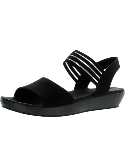 Skechers Brie Lo'profile Womens Cushioned Footbed Summer Wedge Sandals In Black