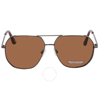 Skechers Brown Navigator Men's Sunglasses Se6150 08e 61 In Brown / Gun Metal / Gunmetal